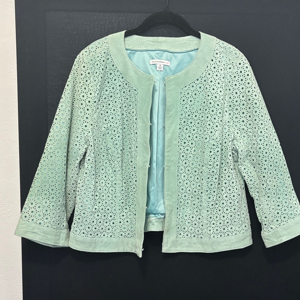Isaac Mizrahi Mint Green Eyelet Blazer